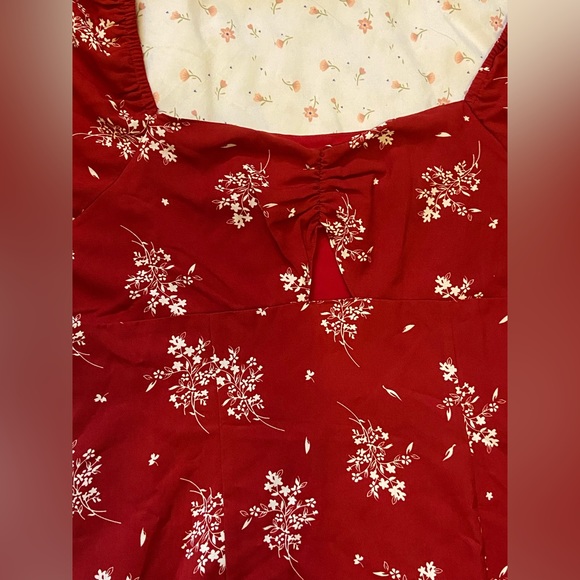 NWT- Rihoas- Tie Cutout Floral Midi Dress- Size XL - Picture 4 of 11